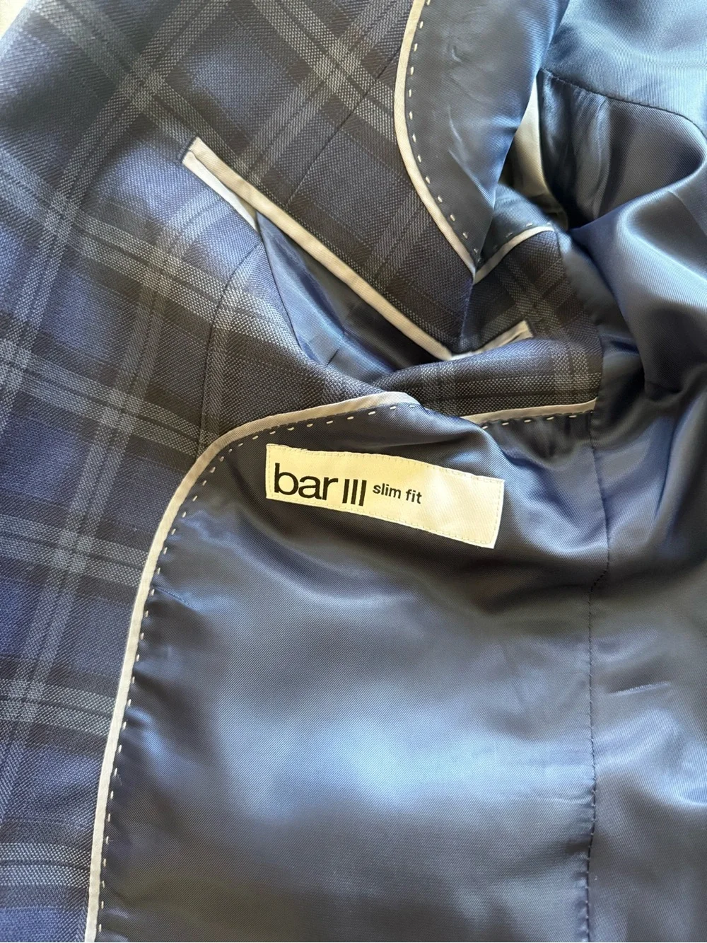 Bar III Men's Blue Plaid Sport Coat Blazer